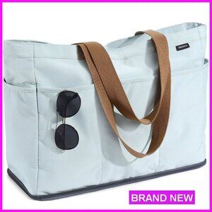 Large Foldable Tote Bag with Cooler Compartments Sand-Proof Beach Travel
